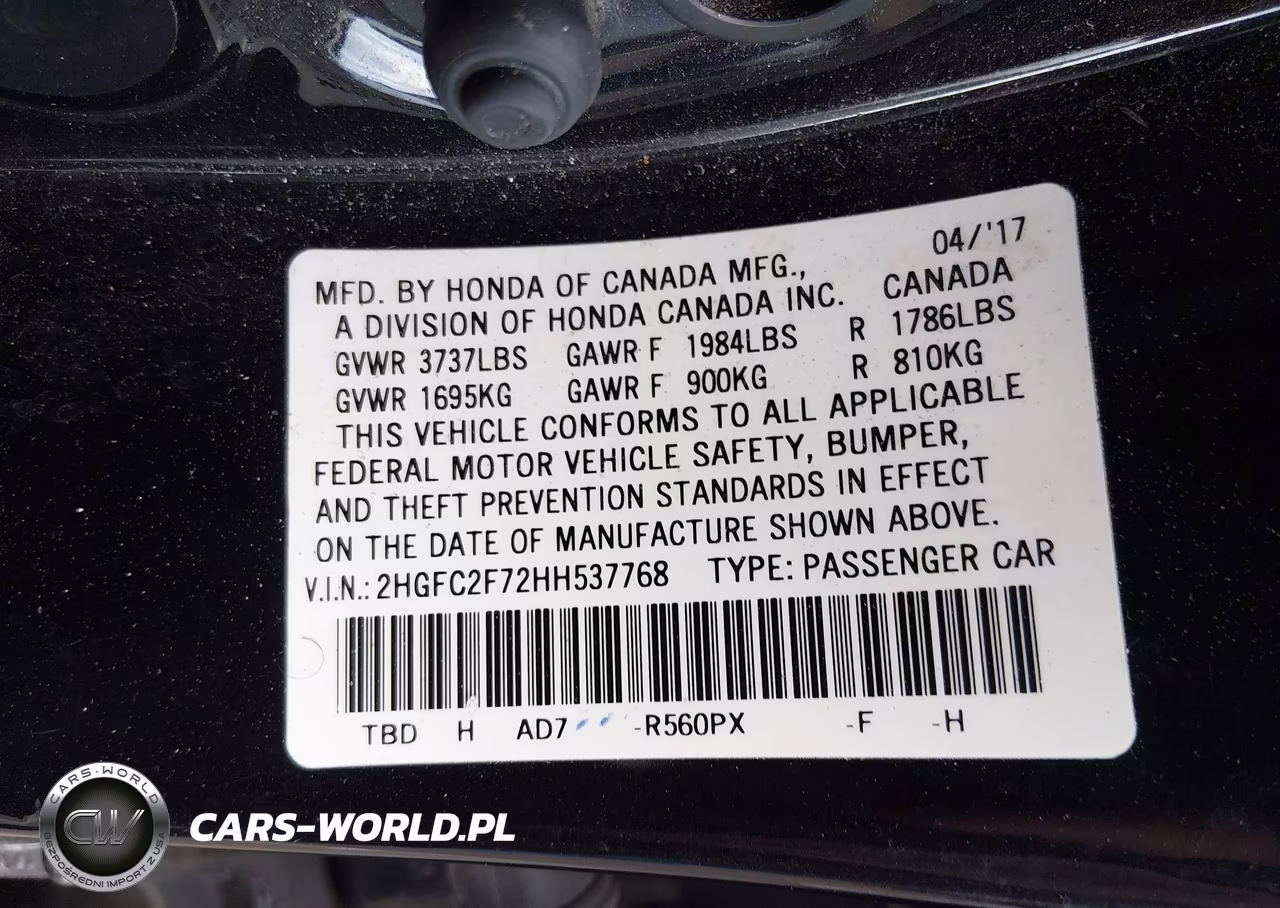 2017 Honda Civic Ex VIN:2HGFC2F72HH537768 - 9