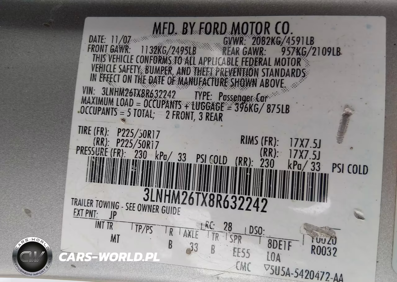 2008 Lincoln Mkz VIN:3LNHM26TX8R632242 - 9