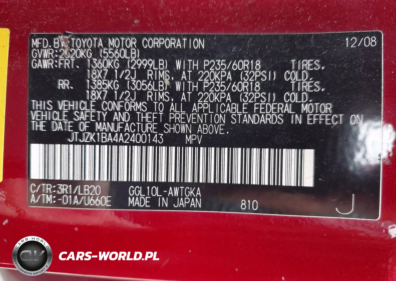 2010 Lexus Rx 350 VIN:JTJZK1BA4A2400143 - 9
