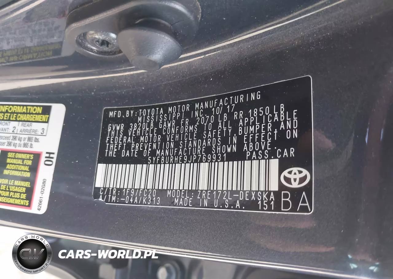 2018 Toyota Corolla Se VIN:5YFBURHE9JP769931 - 9