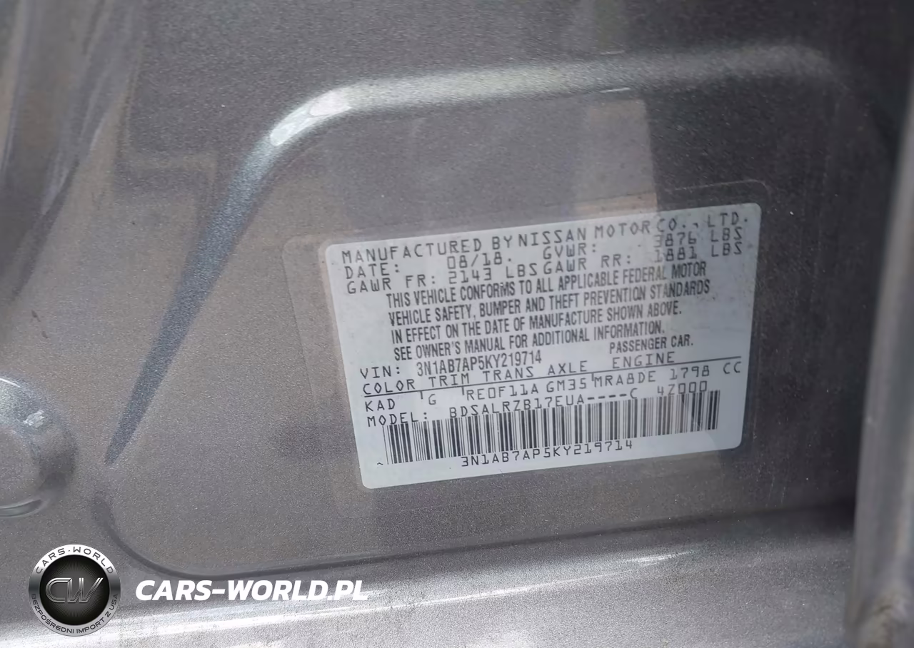 2019 Nissan Sentra Sr VIN:3N1AB7AP5KY219714 - 9