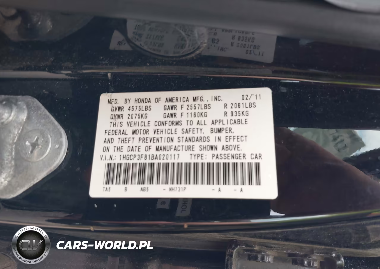 2011 Honda Accord 3.5 Ex-L VIN:1HGCP3F81BA020117 - 9