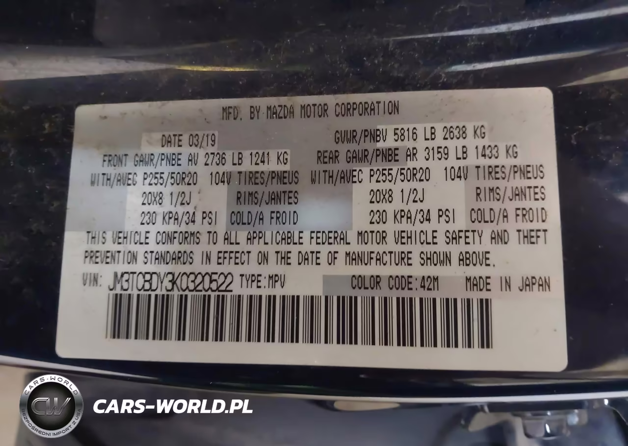 2019 Mazda Cx-9 Grand Touring VIN:JM3TCBDY3K0320522 - 9