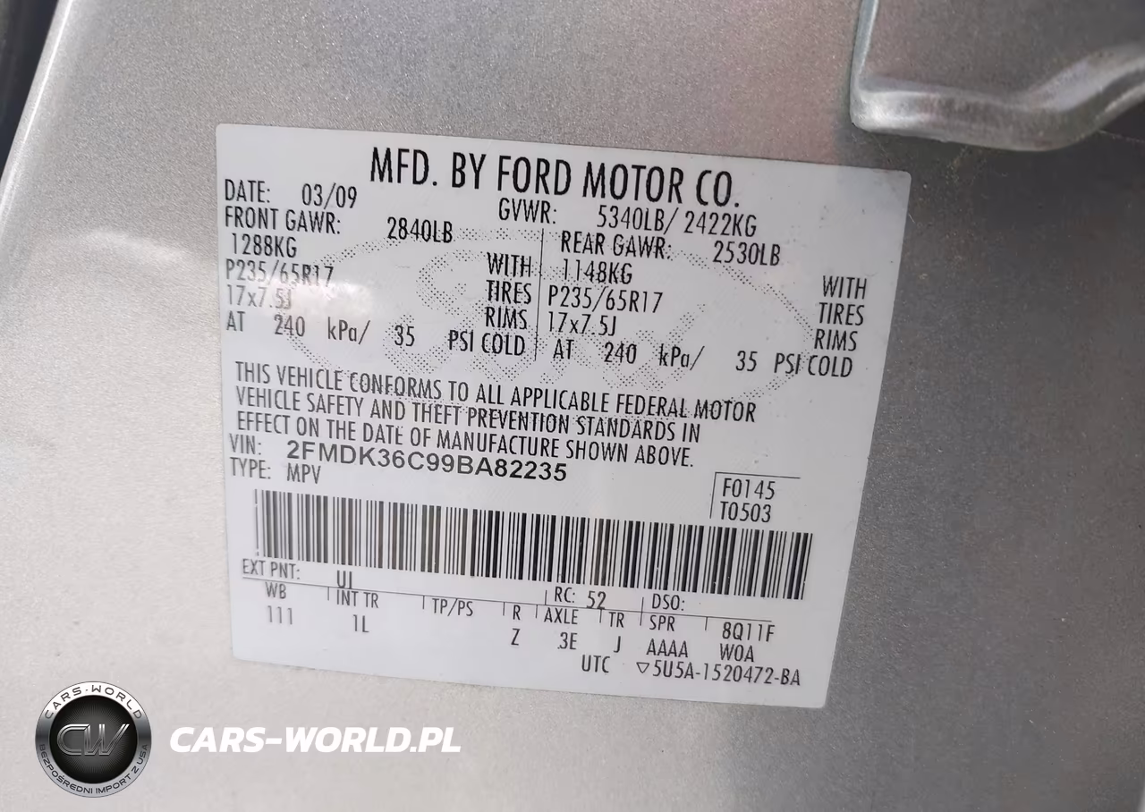 2009 Ford Edge Se VIN:2FMDK36C99BA82235 - 9