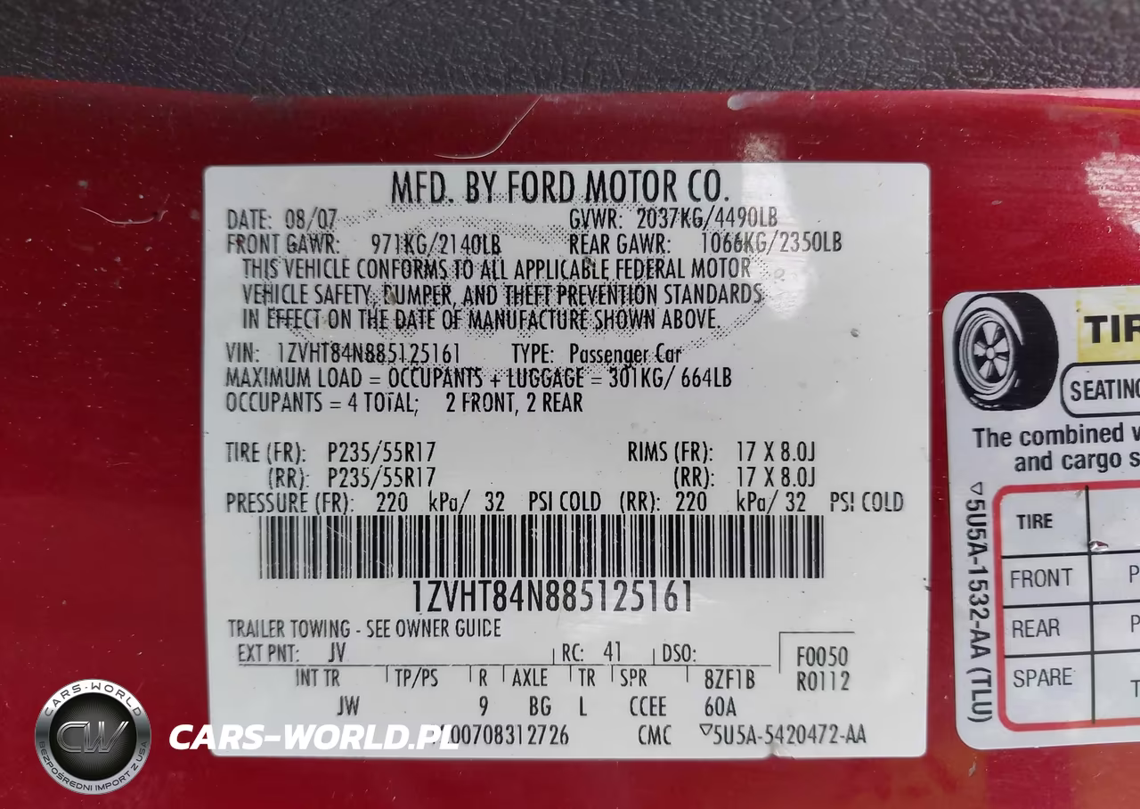 2008 Ford Mustang V6 Deluxe-V6 Premium VIN:1ZVHT84N885125161 - 9
