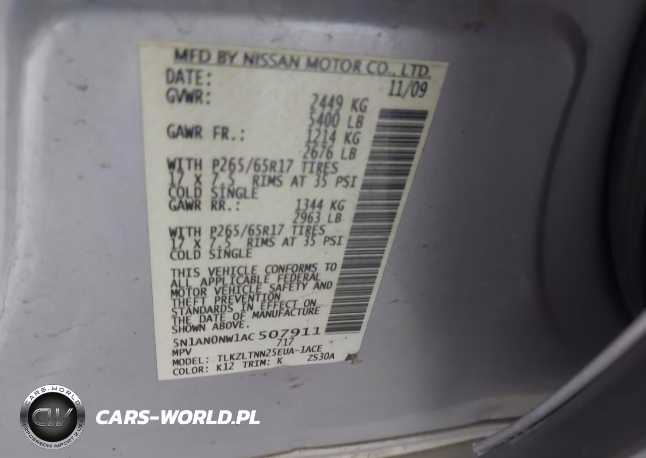 2010 Nissan Xterra Se VIN:5N1AN0NW1AC507911 - 9