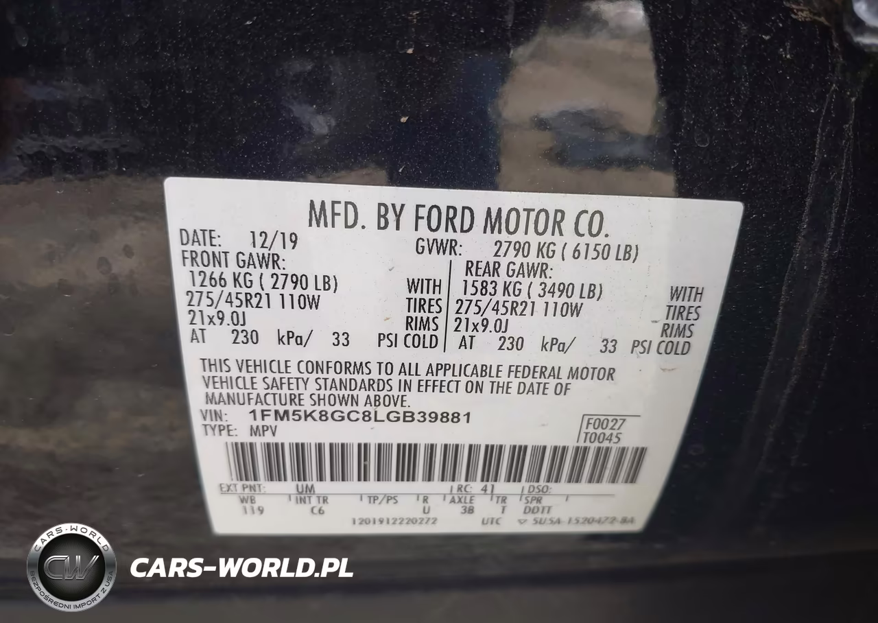 2020 Ford Explorer St VIN:1FM5K8GC8LGB39881 - 9
