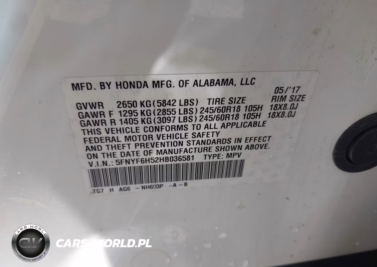 2017 Honda Pilot Ex-L VIN:5FNYF6H52HB036581 - 9