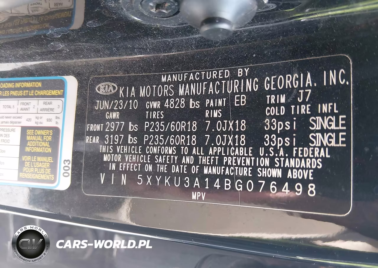 2011 Kia Sorento Ex VIN:5XYKU3A14BG076498 - 9