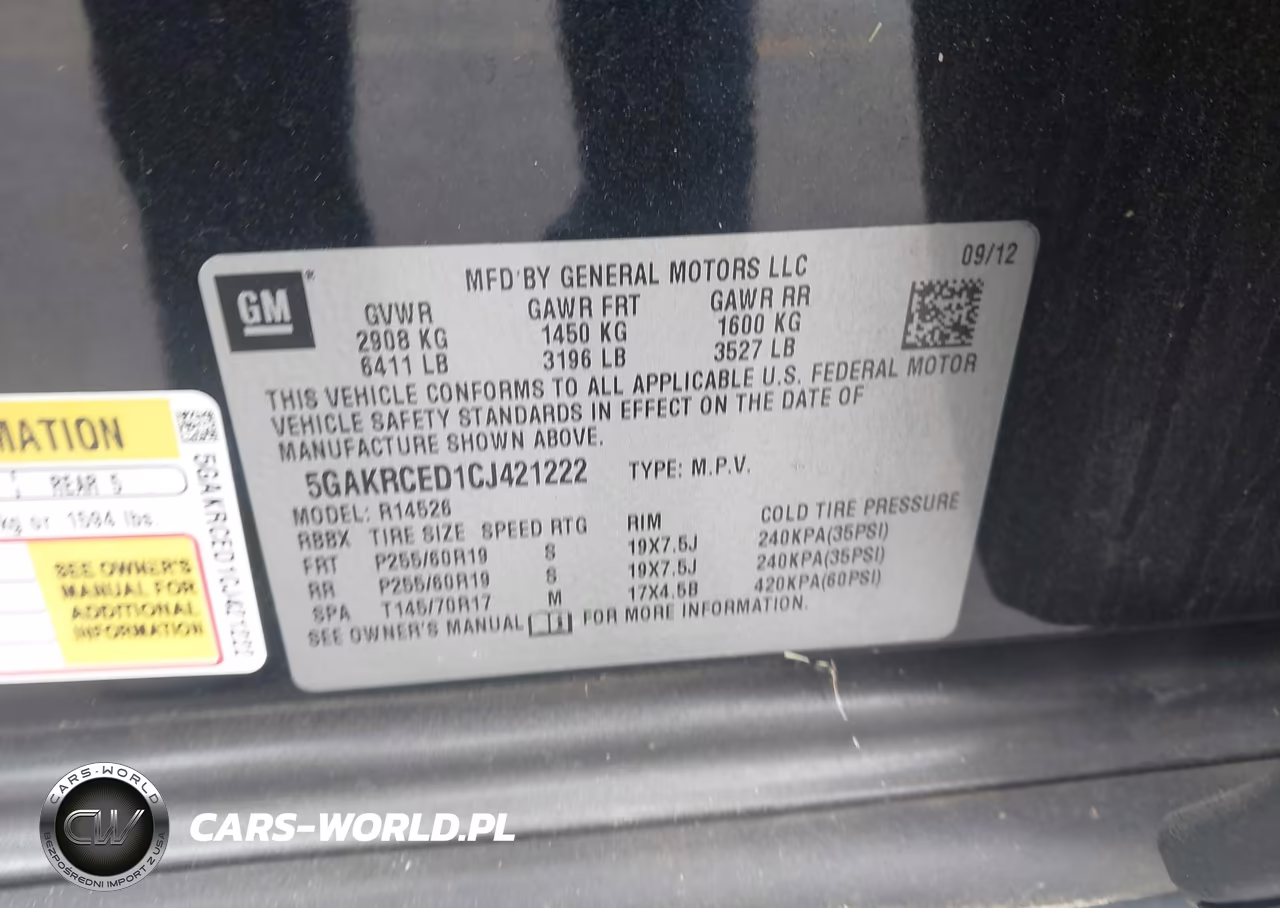 2012 Buick Enclave Leather VIN:5GAKRCED1CJ421222 - 9