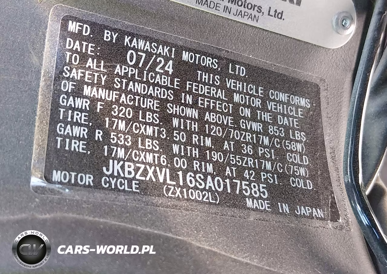 2025 Kawasaki Zx1002 L VIN:JKBZXVL16SA017585 - 10