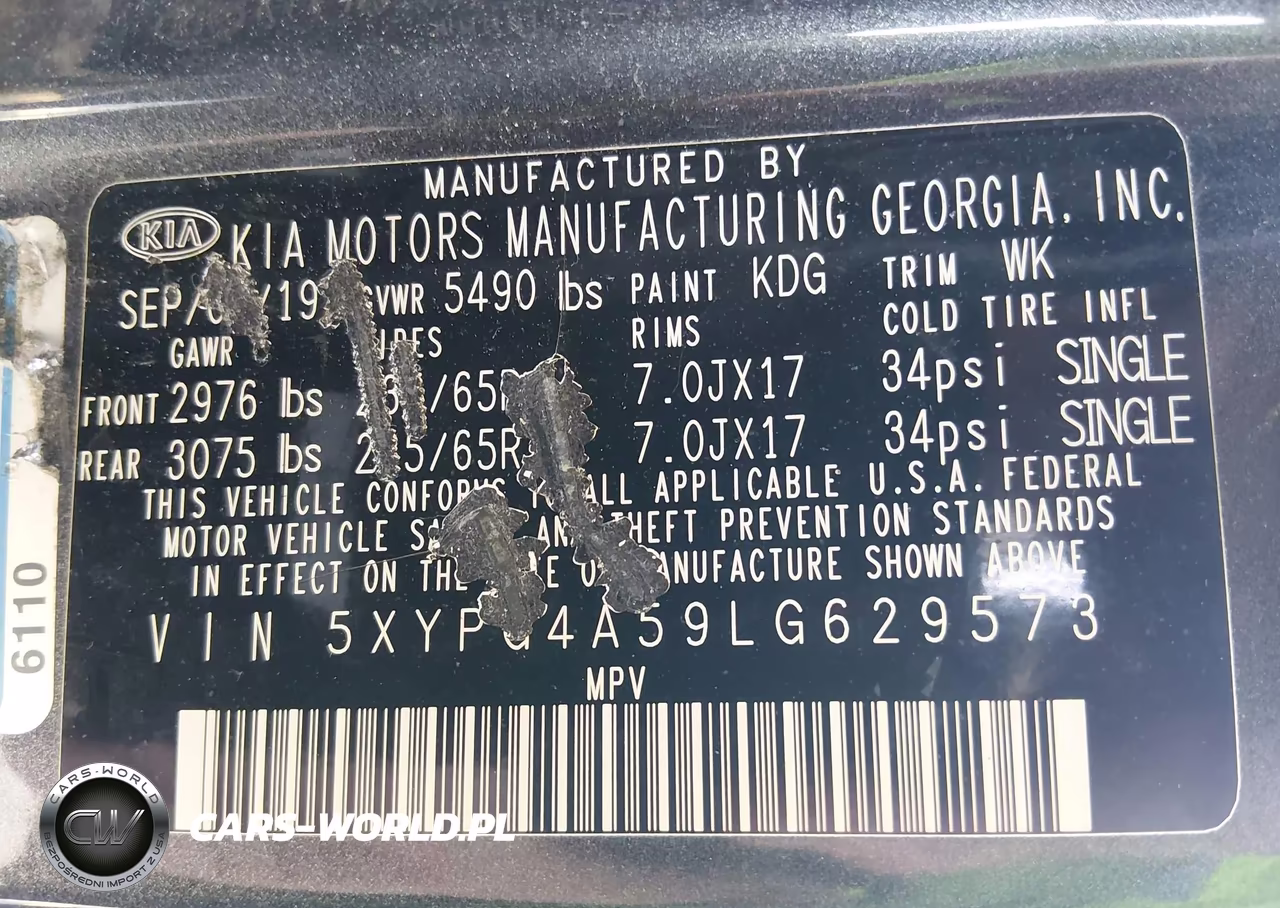2020 Kia Sorento 3.3L Lx VIN:5XYPG4A59LG629573 - 9