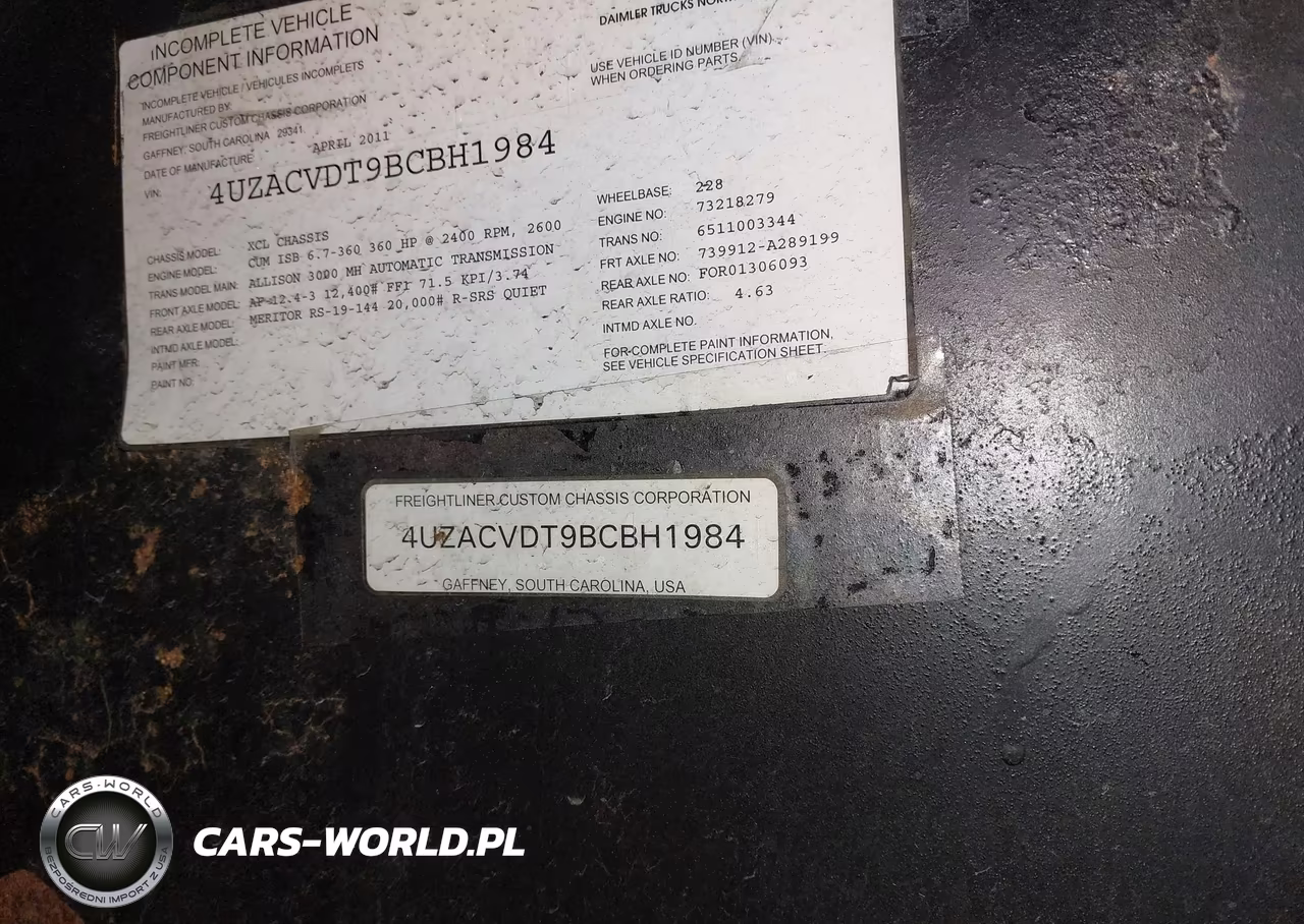2011 Freightliner Chassis Xc VIN:4UZACVDT9BCBH1984 - 9