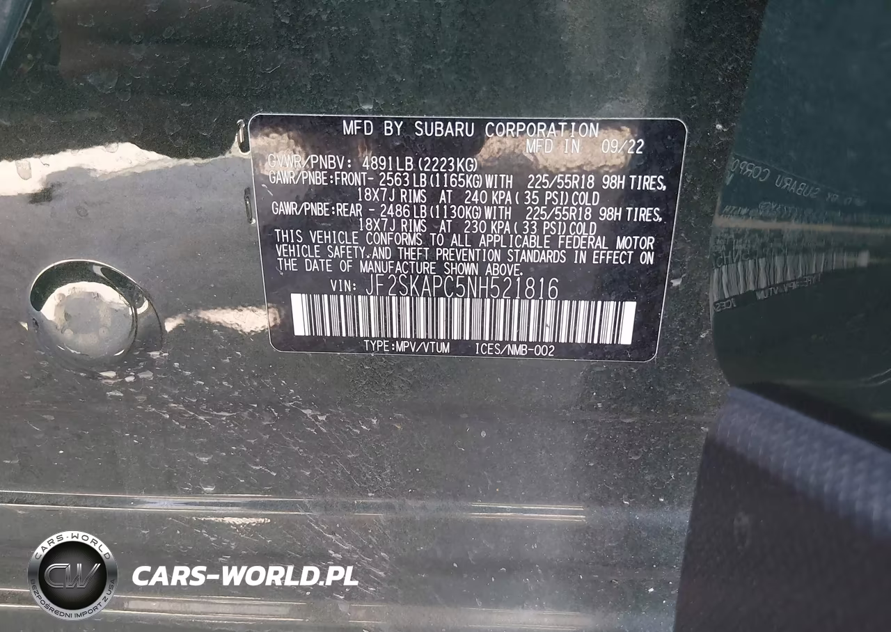 2022 Subaru Forester Limited VIN:JF2SKAPC5NH521816 - 9