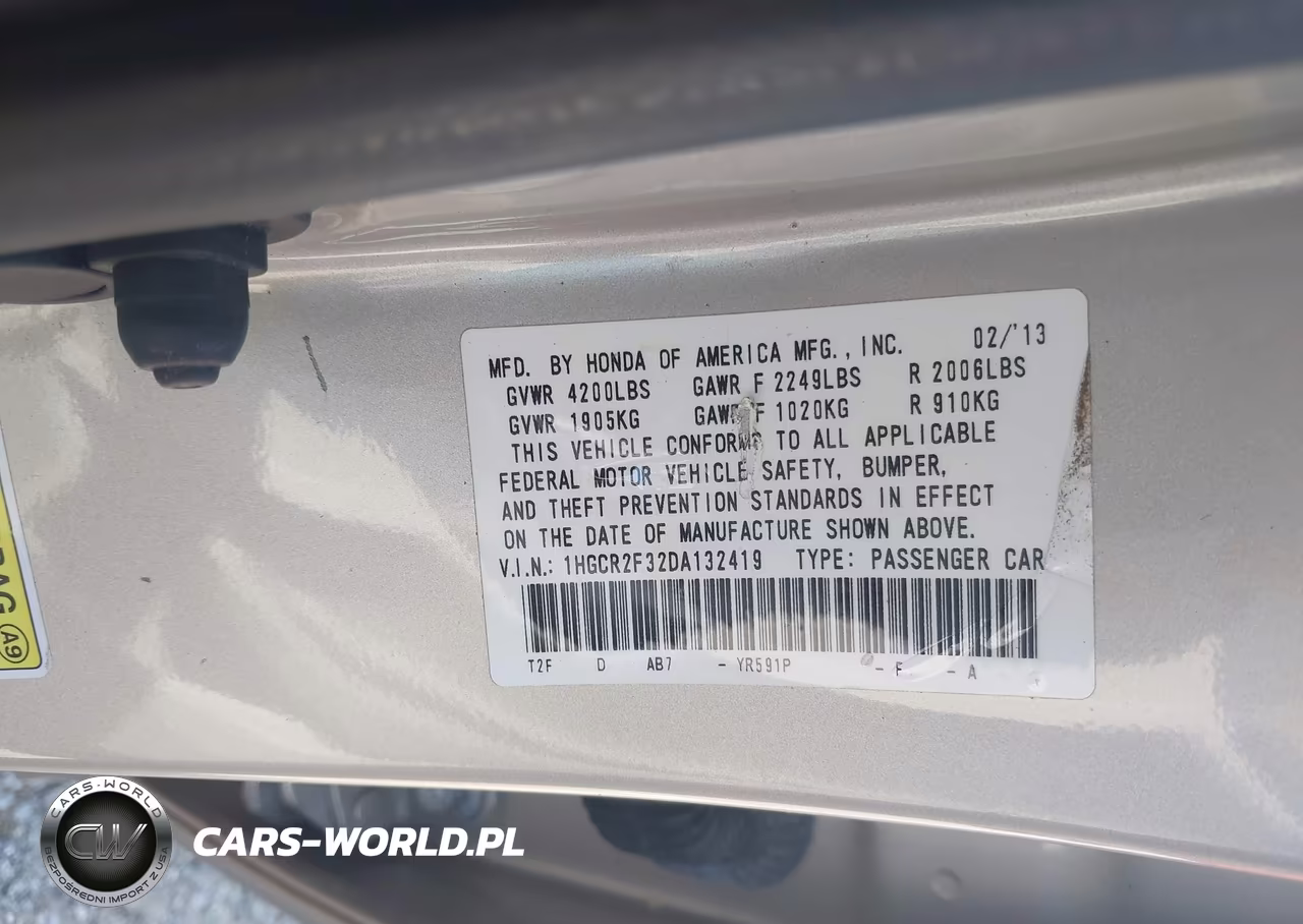 2013 Honda Accord Lx VIN:1HGCR2F32DA132419 - 9