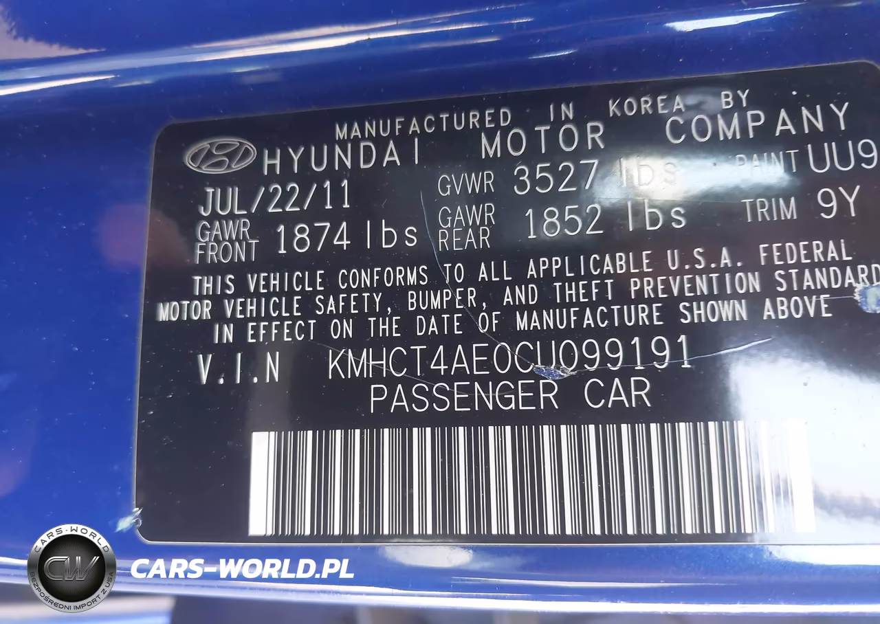 2012 Hyundai Accent Gls VIN:KMHCT4AE0CU099191 - 9
