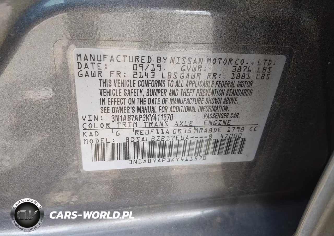 2019 Nissan Sentra S VIN:3N1AB7AP3KY411570 - 9