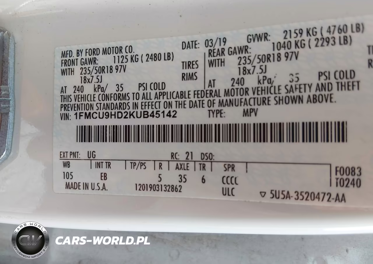 2019 Ford Escape Sel VIN:1FMCU9HD2KUB45142 - 9