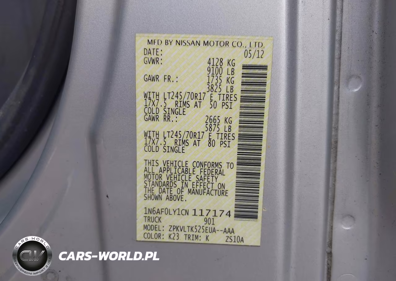 2012 Nissan Nv 2500 Nv2500 Hd Sv V8 VIN:1N6AF0LY1CN117174 - 9