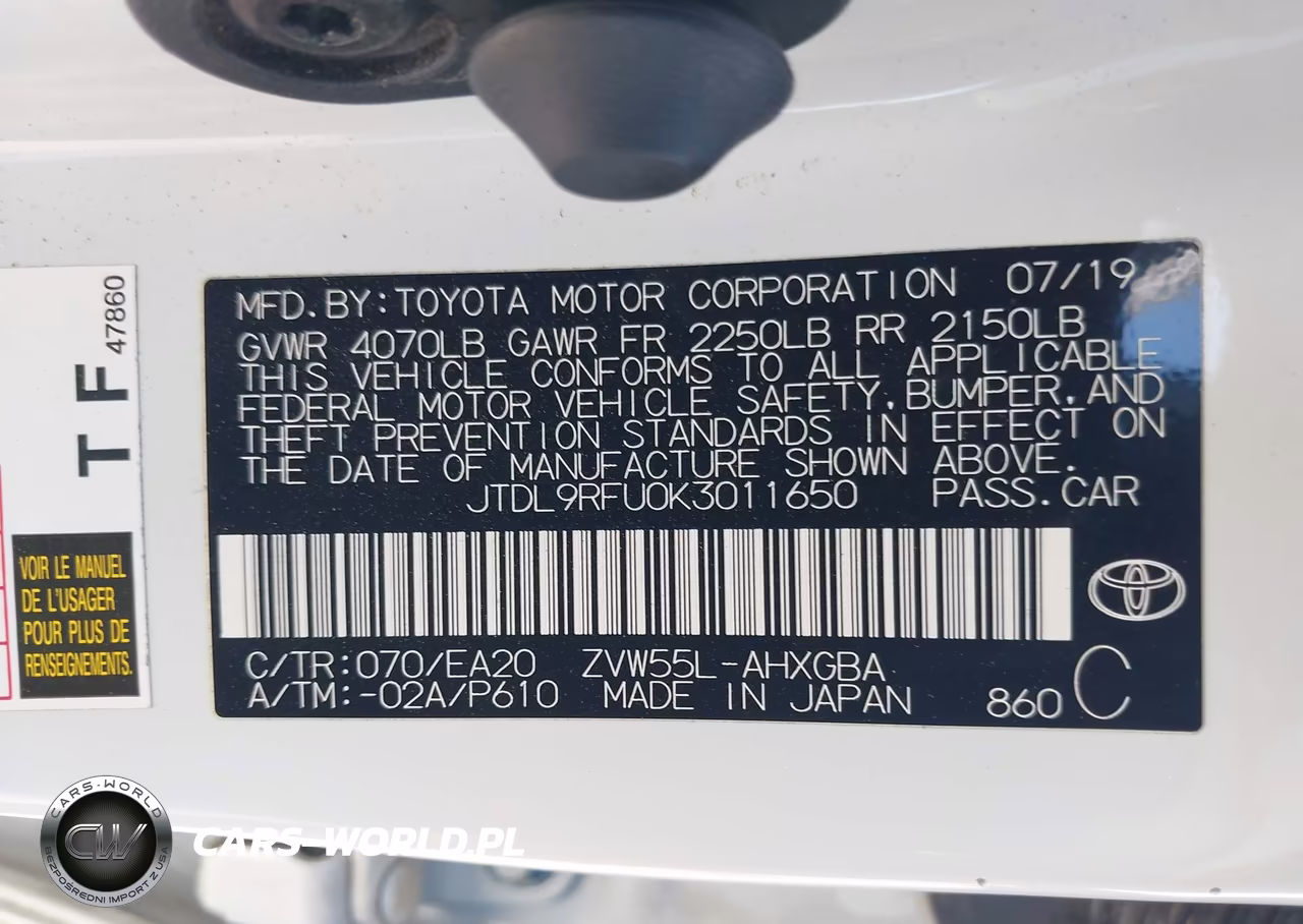 2019 Toyota Prius Xle VIN:JTDL9RFU0K3011650 - 9