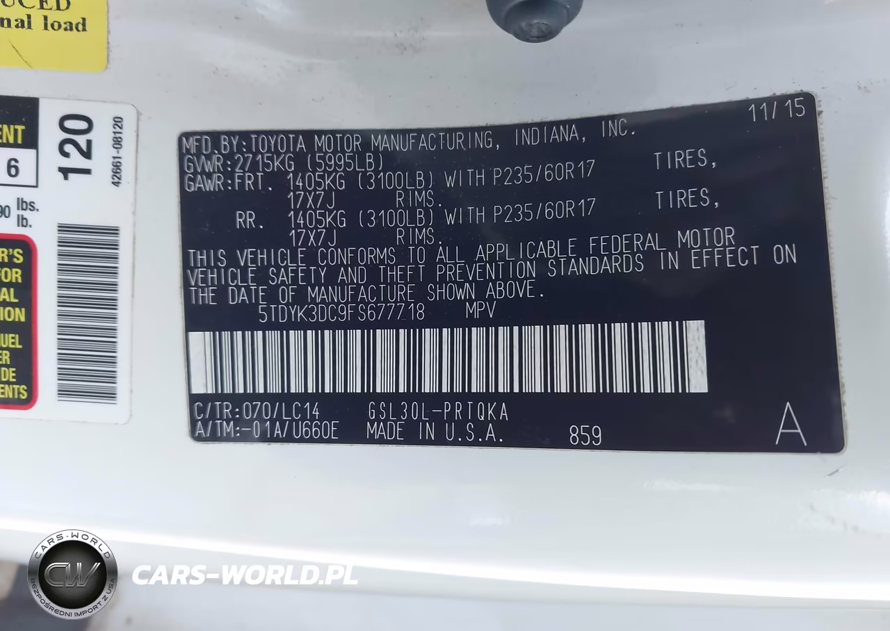 2015 Toyota Sienna Xle 8 Passenger VIN:5TDYK3DC9FS677718 - 9