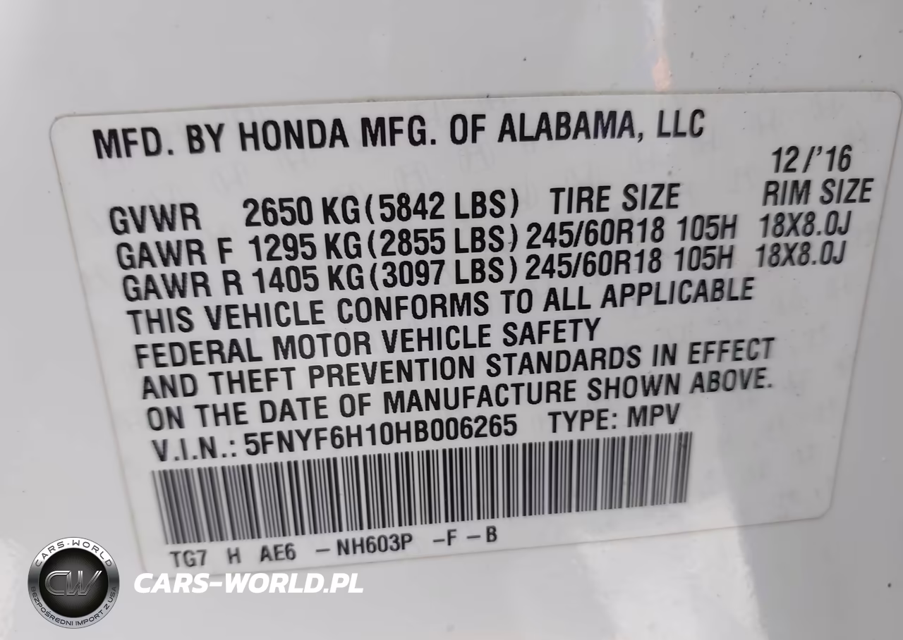 2017 Honda Pilot Lx VIN:5FNYF6H10HB006265 - 9