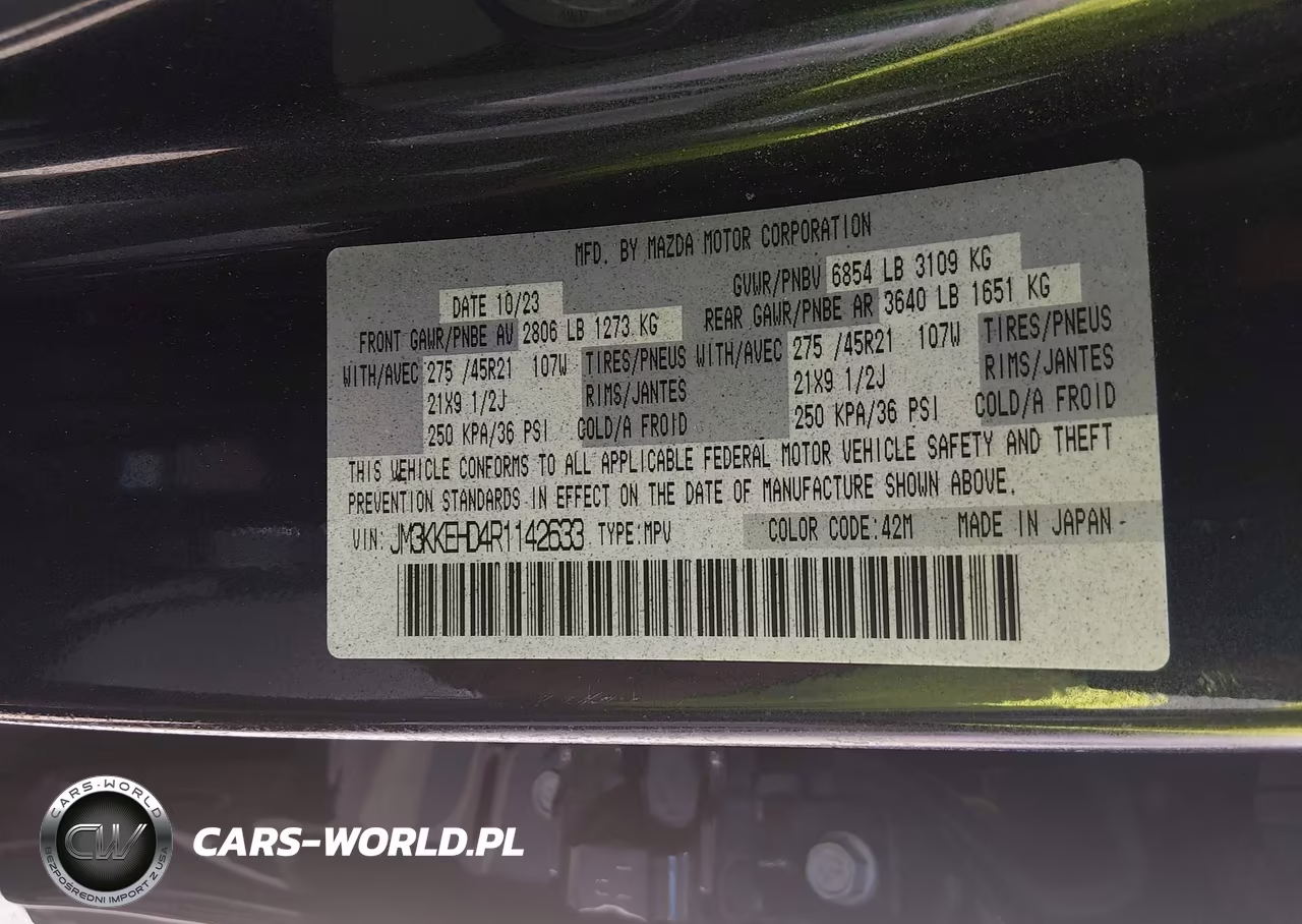 2024 Mazda Cx-90 3.3 Turbo Premium Plus VIN:JM3KKEHD4R1142633 - 9