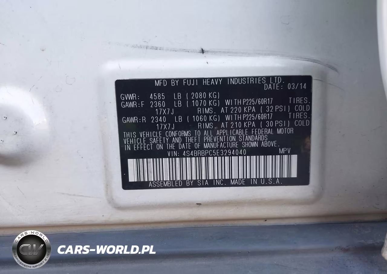 2014 Subaru Outback 2.5I Limited VIN:4S4BRBPC5E3294040 - 9