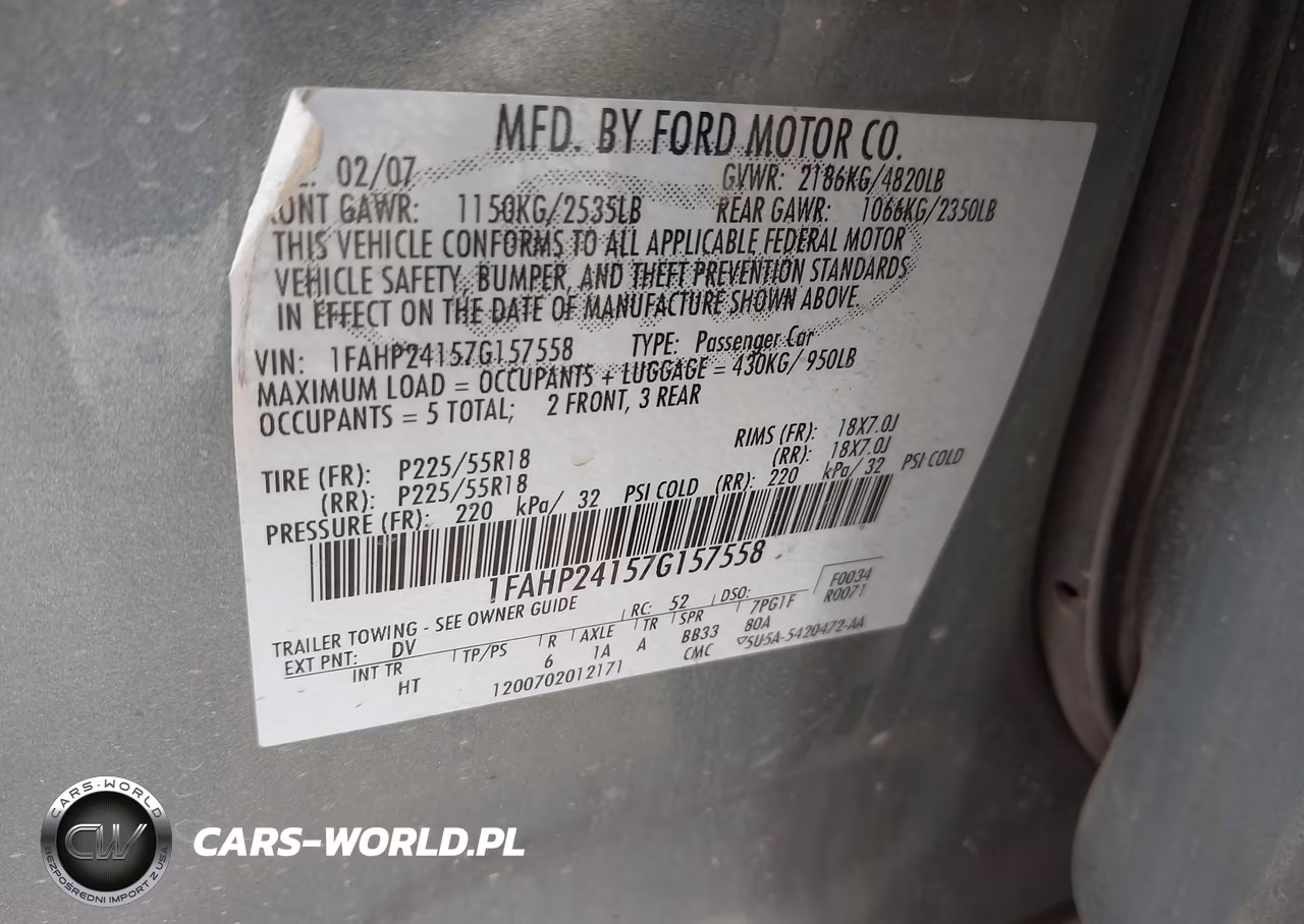 2007 Ford Five Hundred Sel VIN:1FAHP24157G157558 - 9