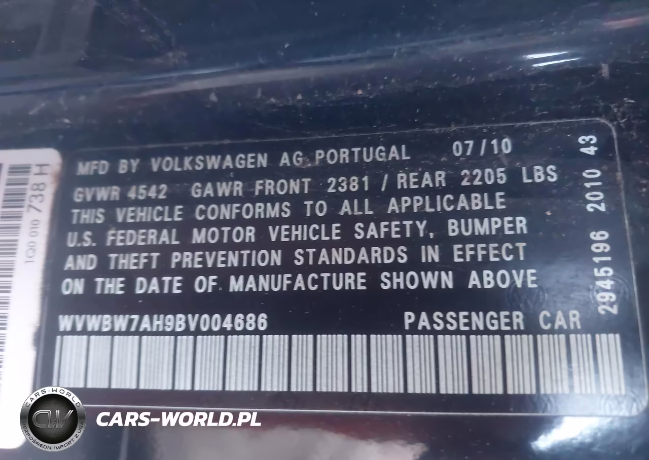 2011 Volkswagen Eos Komfort VIN:WVWBW7AH9BV004686 - 9
