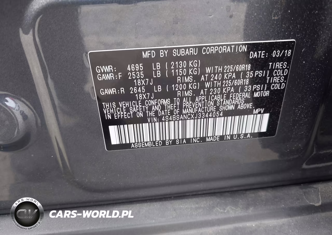 2018 Subaru Outback 2.5I Limited VIN:4S4BSANCXJ3344054 - 9