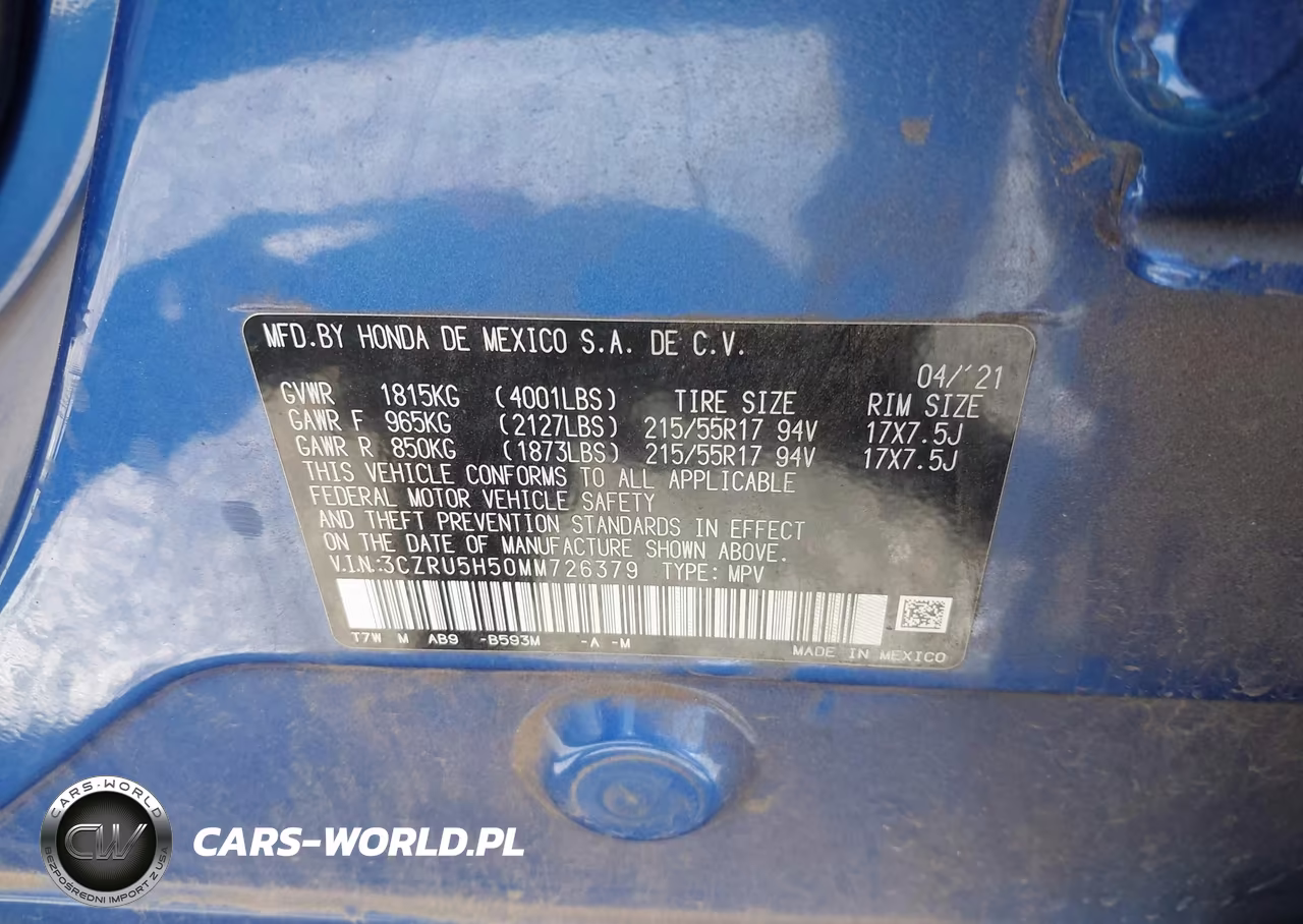 2021 Honda Hr-V 2Wd Ex VIN:3CZRU5H50MM726379 - 9