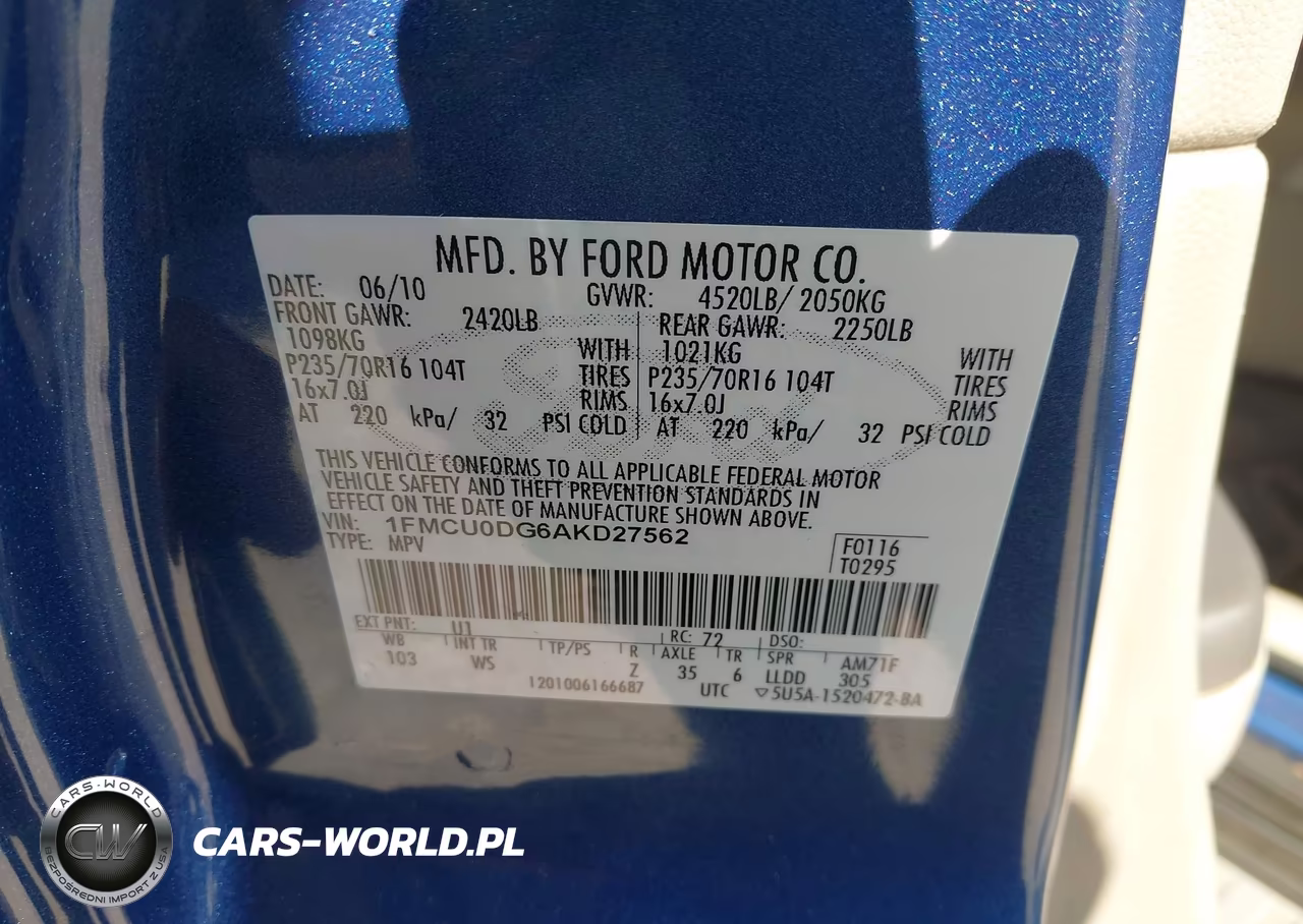 2010 Ford Escape Xlt VIN:1FMCU0DG6AKD27562 - 9