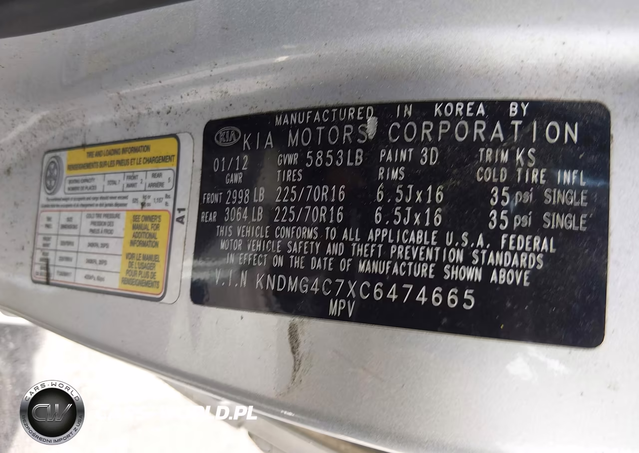 2012 Kia Sedona Lx VIN:KNDMG4C7XC6474665 - 9