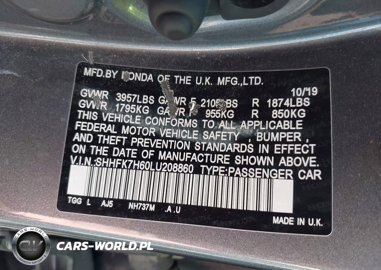 2020 Honda Civic Ex VIN:SHHFK7H60LU208860 - 9
