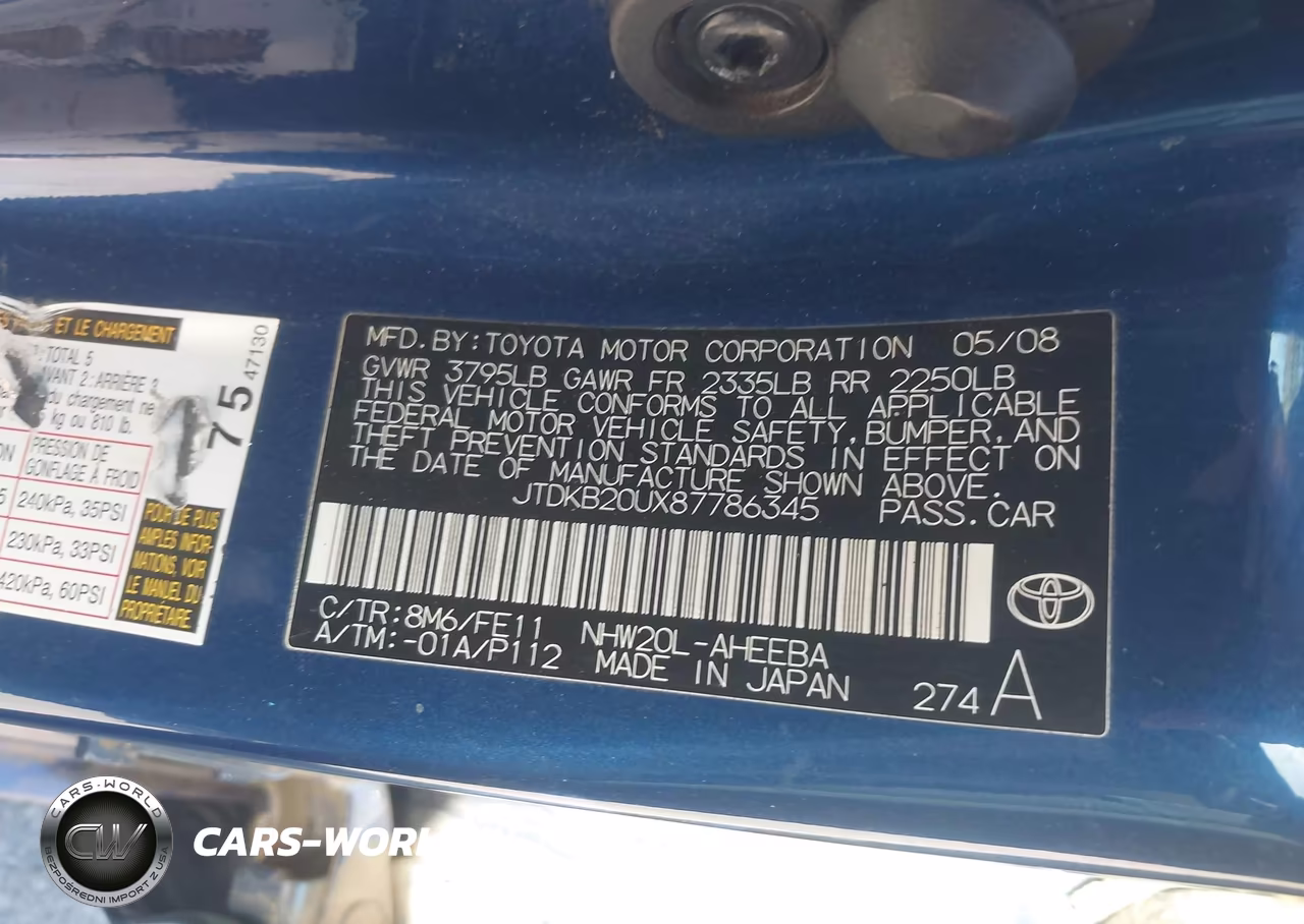 2008 Toyota Prius VIN:JTDKB20UX87786345 - 9