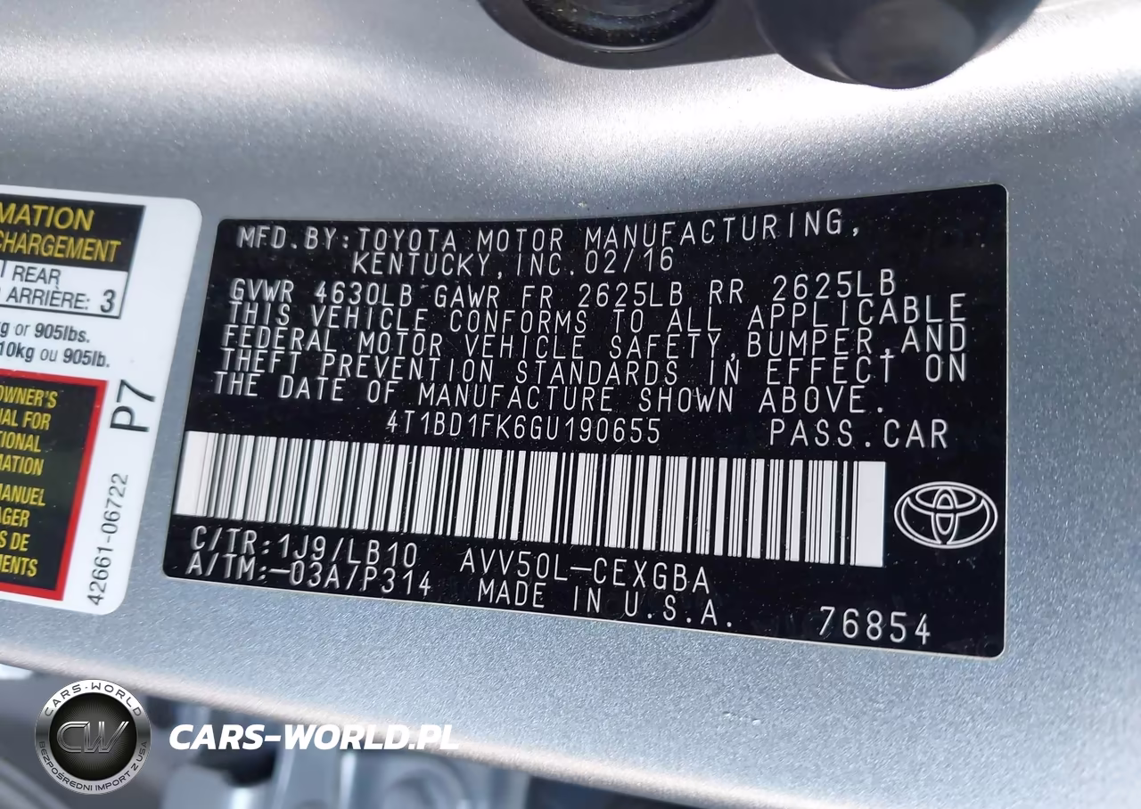 2016 Toyota Camry Hybrid Xle VIN:4T1BD1FK6GU190655 - 9
