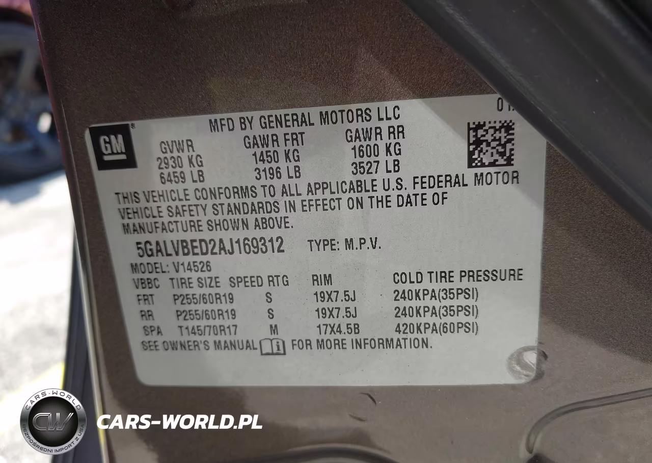 2010 Buick Enclave 1Xl VIN:5GALVBED2AJ169312 - 9