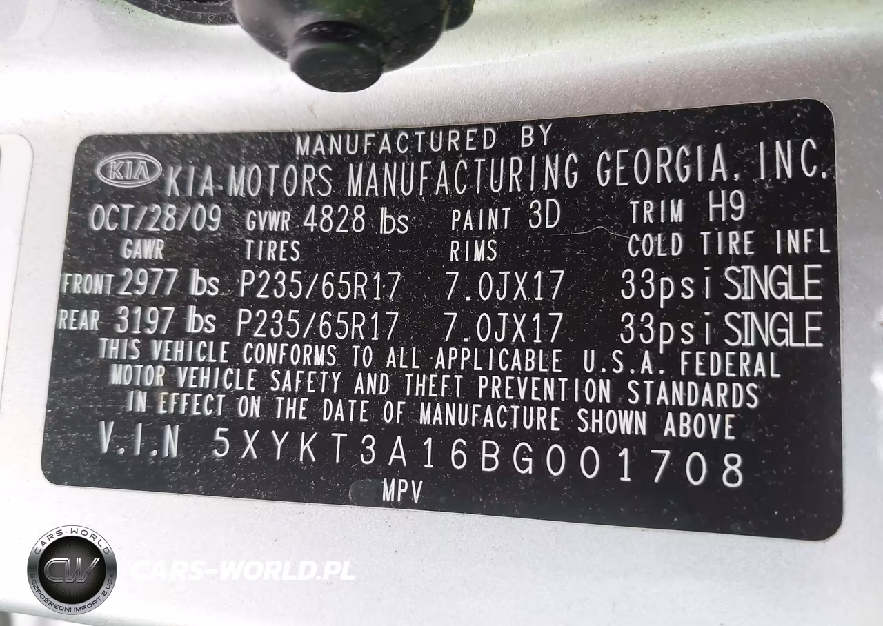 2011 Kia Sorento Lx VIN:5XYKT3A16BG001708 - 9
