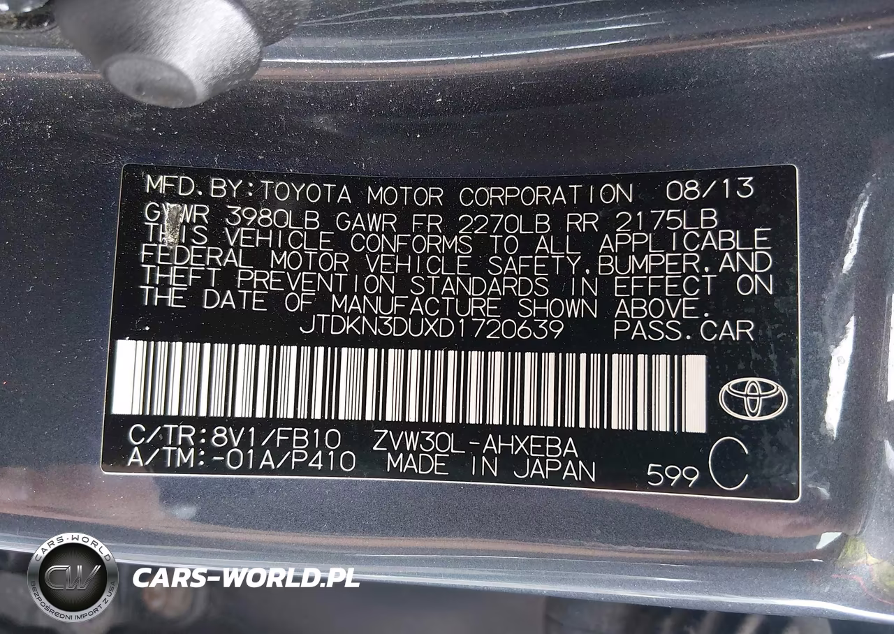 2013 Toyota Prius Two VIN:JTDKN3DUXD1720639 - 9