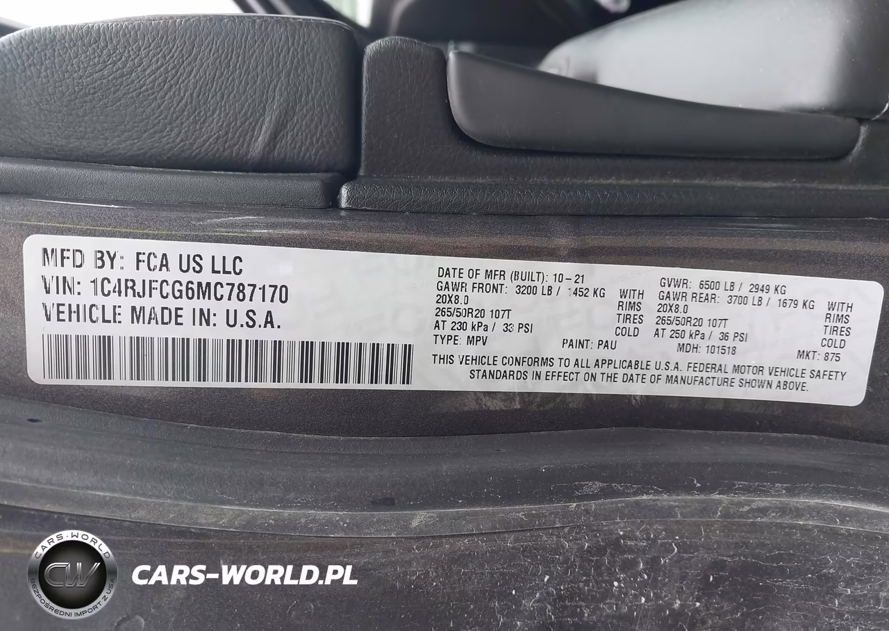 2021 Jeep Grand Cherokee Overland 4X4 VIN:1C4RJFCG6MC787170 - 9