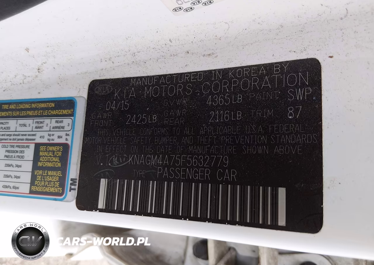 KIA OPTIMA VIN:KNAGM4A75F5632779 - 9