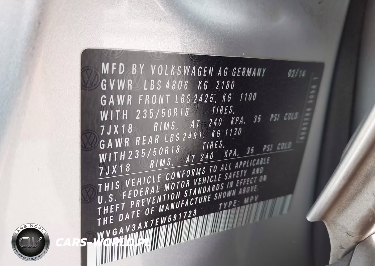 2014 Volkswagen Tiguan Sel VIN:WVGAV3AX7EW591723 - 9