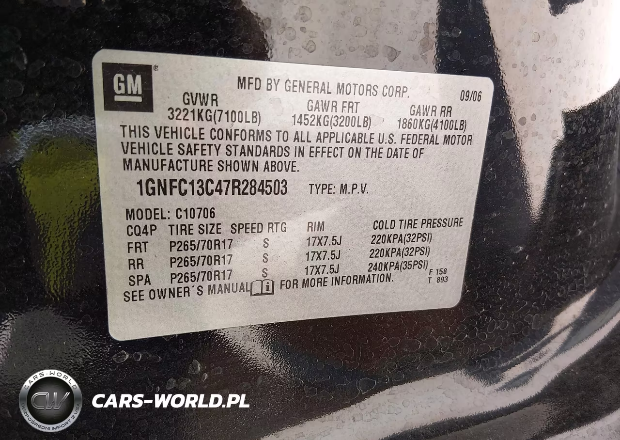 2007 Chevrolet Tahoe Ls VIN:1GNFC13C47R284503 - 9