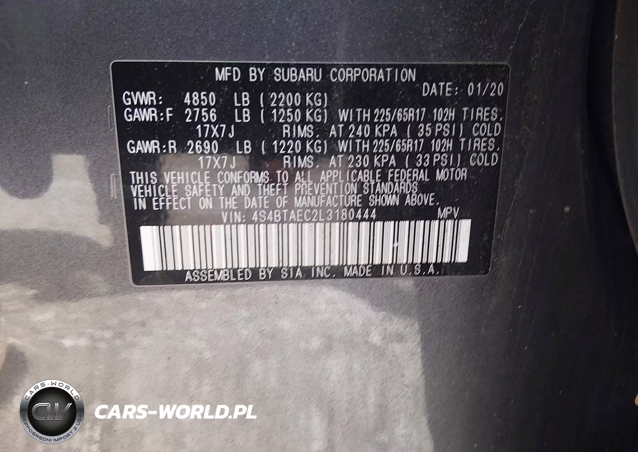 2020 Subaru Outback Premium VIN:4S4BTAEC2L3180444 - 9