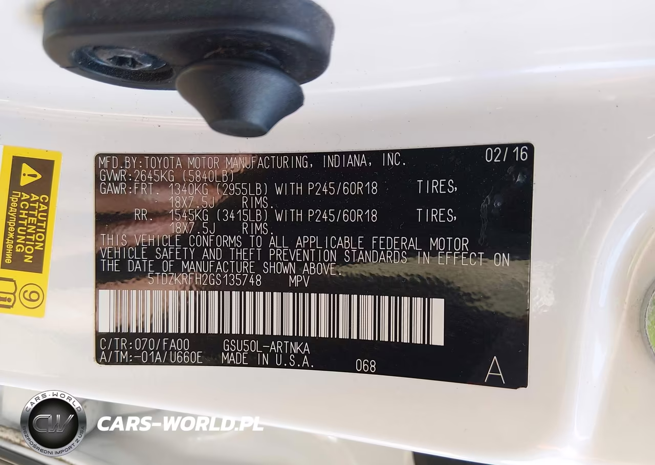 2016 Toyota Highlander Le Plus V6 VIN:5TDZKRFH2GS135748 - 9
