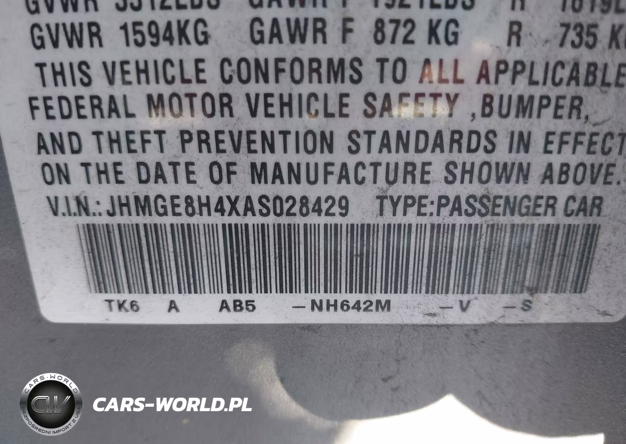 2010 Honda Fit Sport VIN:JHMGE8H4XAS028429 - 9