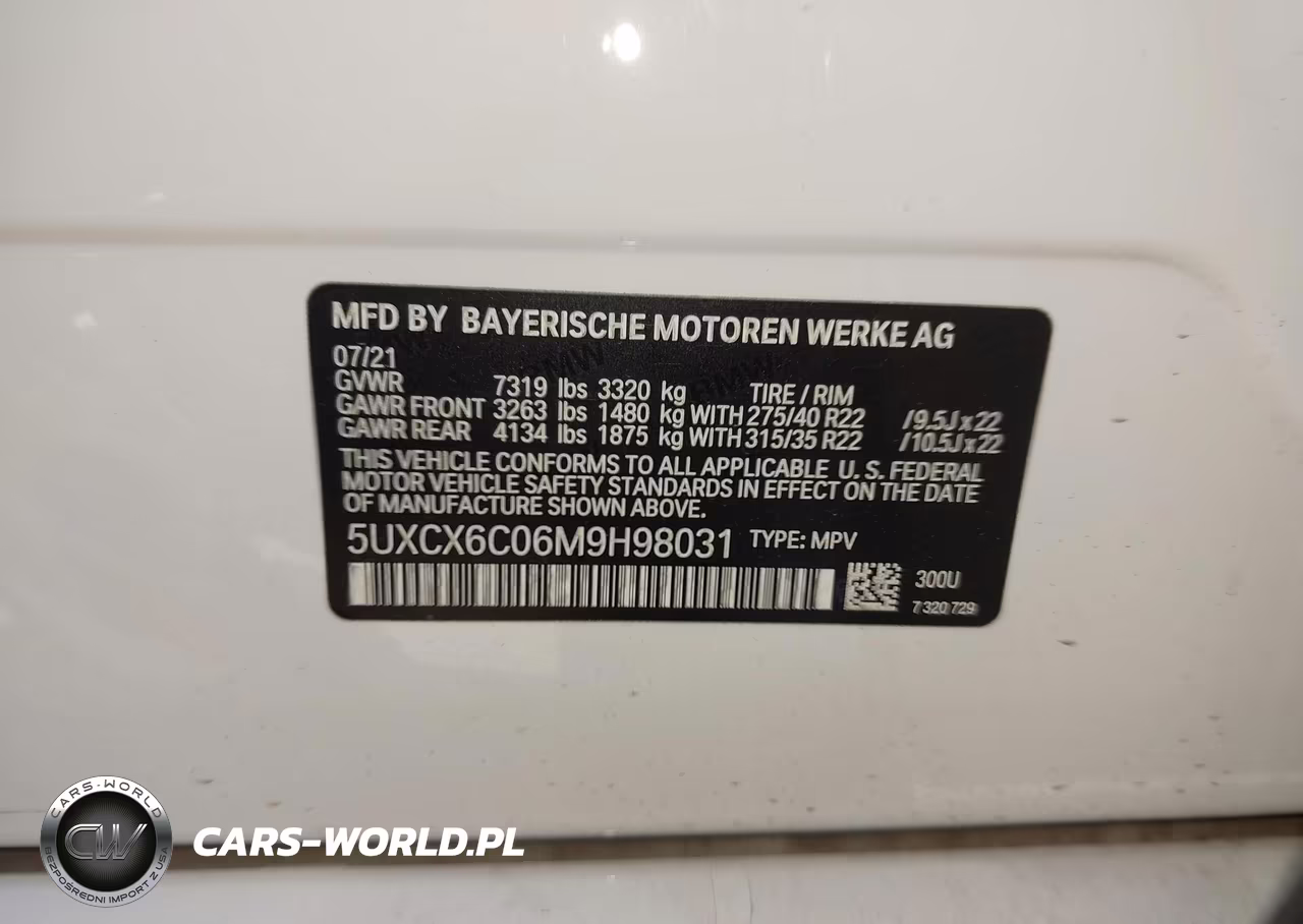 2021 BMW X7 M50I VIN:5UXCX6C06M9H98031 - 9