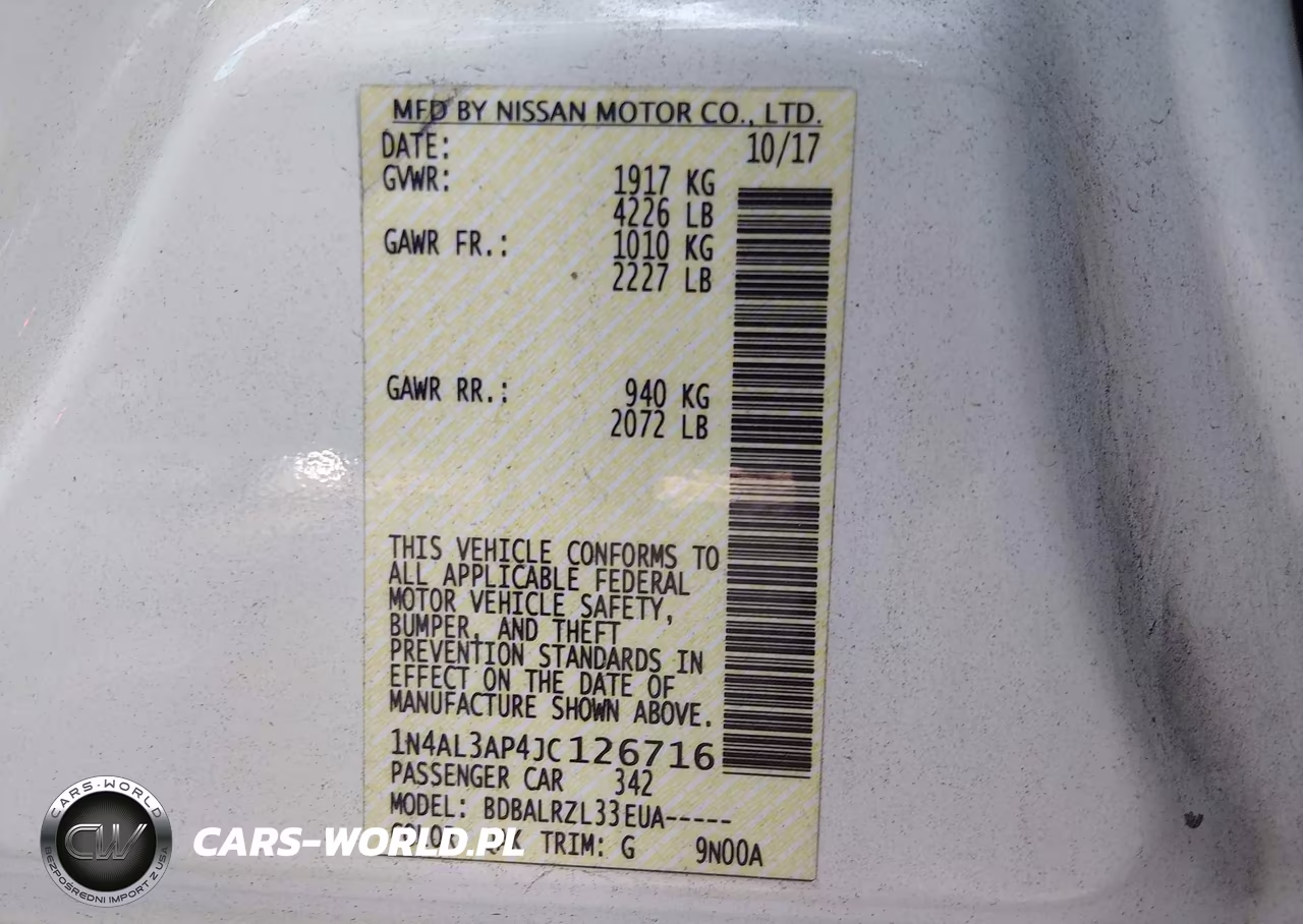 2018 Nissan Altima 2.5 Sl VIN:1N4AL3AP4JC126716 - 9
