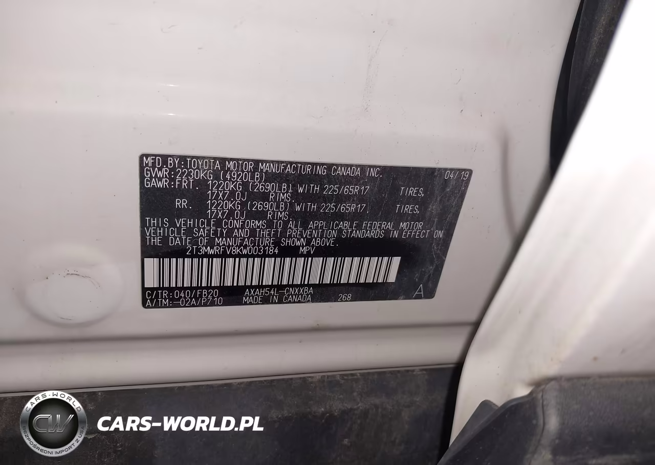 2019 Toyota Rav4 Hybrid Le VIN:2T3MWRFV8KW003184 - 9